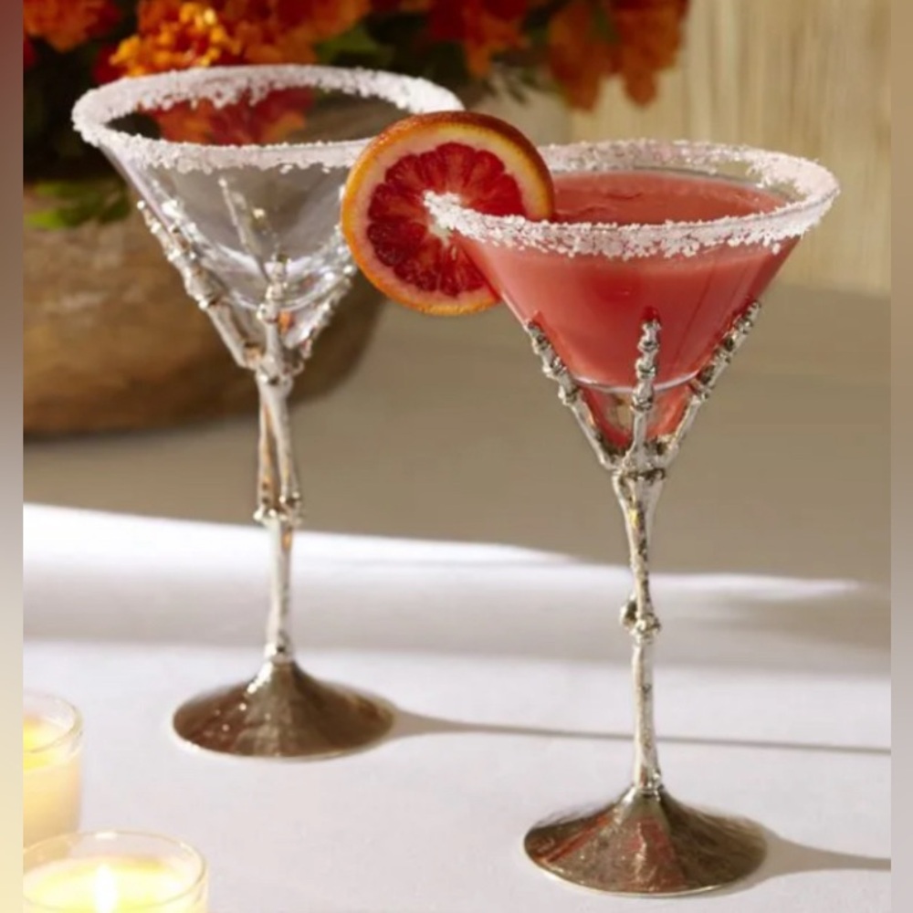 Pottery Barn Halloween Skeleton Martini Glass